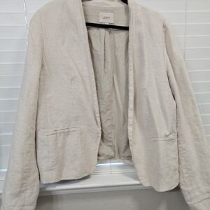 LOFT Open-Front Blazer in Light Cream